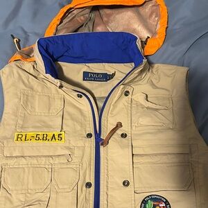 Ralph Lauren Beige Vest with Blue and Orange Accents